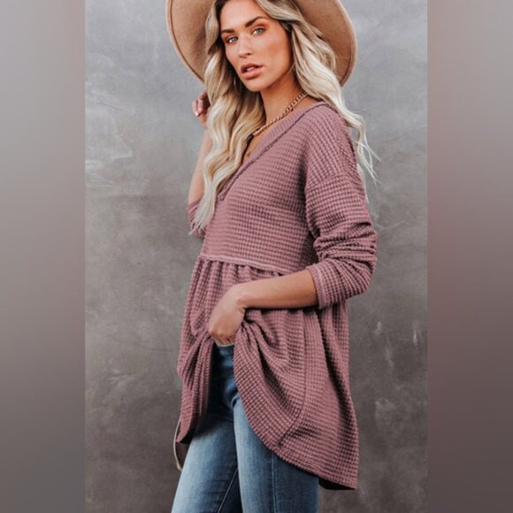 BiBi Mauve V-Neck Sweater - Picture 3 of 10